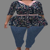 LoveMomma Blue Floral Frill Top & Jeans