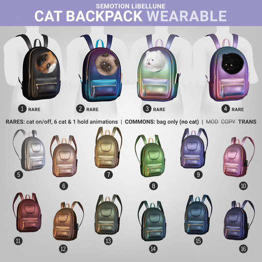1. SEmotion Libellune Cat Backpack Wearable RARE