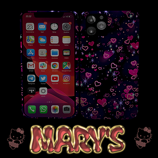 PHONE PURPLE+PINK HEARTS