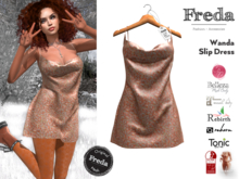 "Freda" Wanda Cocktail Slip Dress Millefiori Satin Peach, Cowl Neck, eBody reborn, Slink,Tonic,Rebirth,Legacy, Cinn&Chai