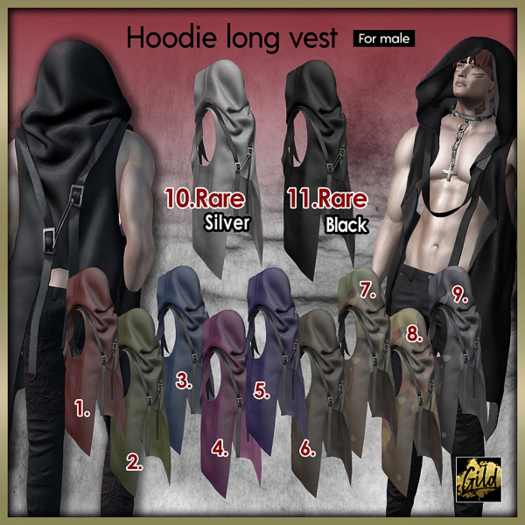 10. gianni [Gild]Hoodie long vest_silver RARE