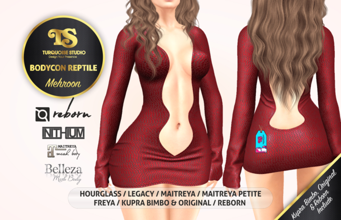[TURQUOISE] BODYCON REPTILE [MEHROON]