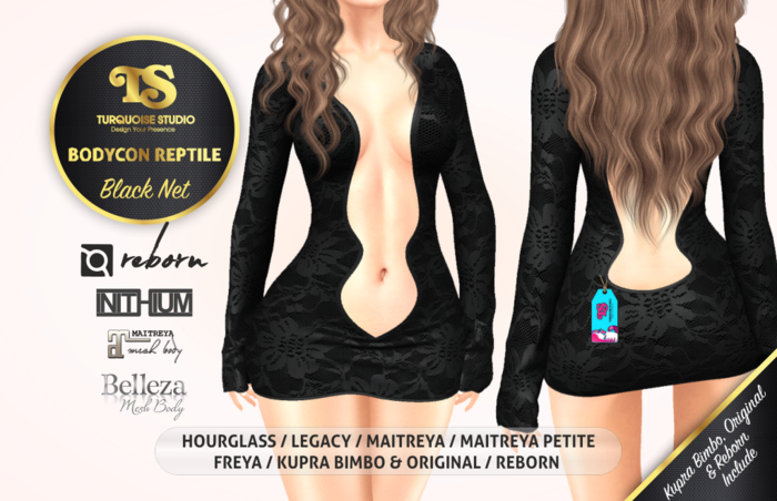 [TURQUOISE] BODYCON REPTILE [BLACK NET]