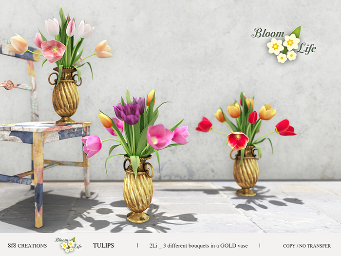 8f8 - BloomLife - Tulips - Vase GOLD Box