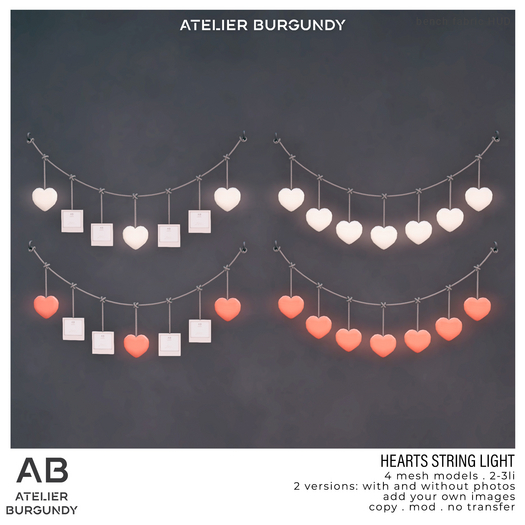 Atelier Burgundy . Hearts String lights *ADD*
