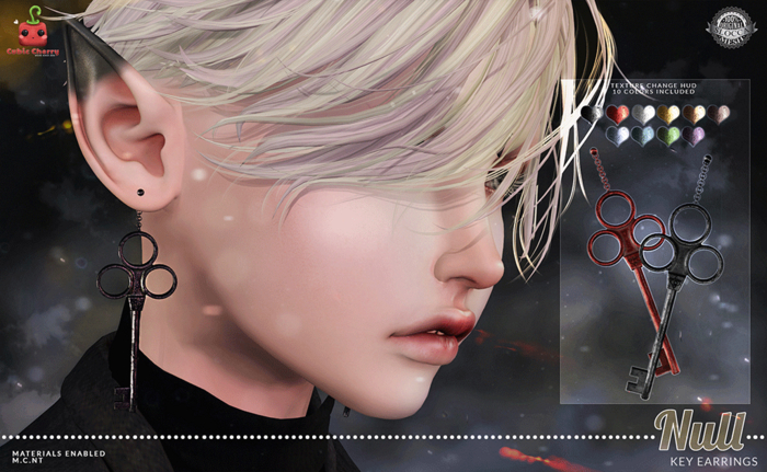 [Cubic Cherry] {Null} key earrings