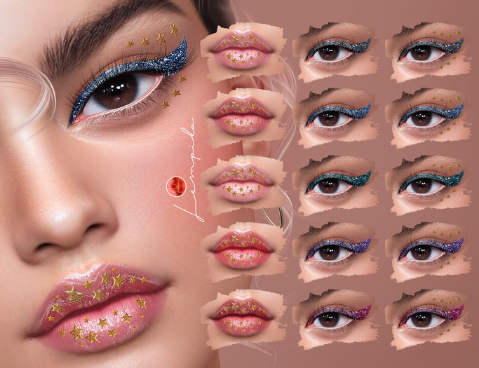 Lempika - 10 Eyeliner + 5 Lipstick Lelutka Evox #43