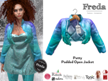 "Freda" Patty Padded open cropped Puffer Jacket Ombre Pattern Blue,eBody reborn,Slink, Tonic, Rebirth, Legacy, Cinn&Chai