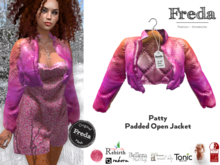 "Freda" Patty Padded open cropped Puffer Jacket Ombre Pattern Pink,eBody reborn,Slink, Tonic, Rebirth, Legacy, Cinn&Chai