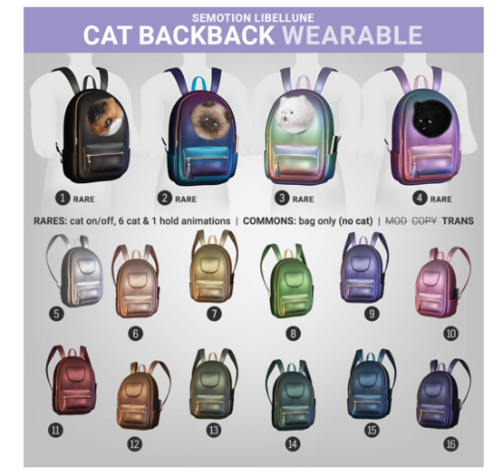 4. SEmotion Libellune Cat Backpack Wearable RARE