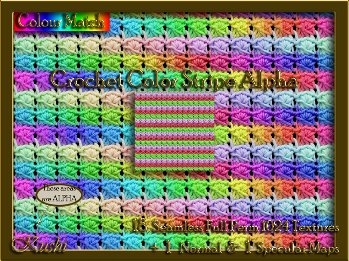 Crochet Color Stripe Alpha Seamless Texture Set