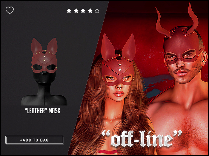 "Off-Line" x "Leather" Mask / Cat / Crimson