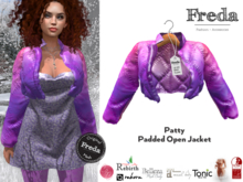"Freda" Patty Padded open cropped Puffer Jacket Ombre Pattern Purple, eBody Reborn,Slink,Tonic,Rebirth,Legacy, Cinn&Chai