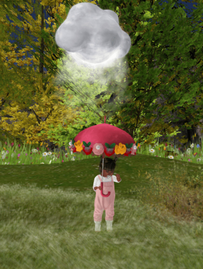 Umbrella with cloud and rain / pink (TD/Bebe)