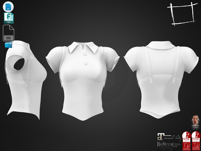 Dae Obj FBX For Steampunk Corset Shirt Top Maitreya, Slink (Physique,Hourglass), Belleza, Legacy