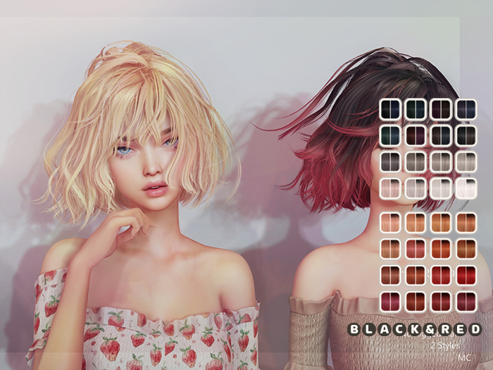 [monso] Ruda2 Hair /Black & Red