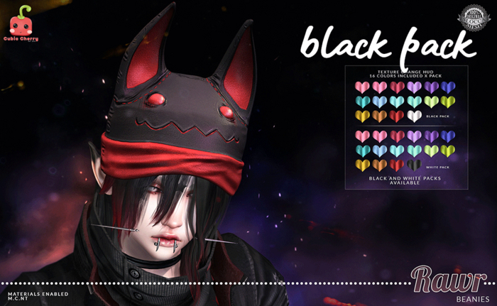 [Cubic Cherry] {Rawr} beanies BLACK PACK 