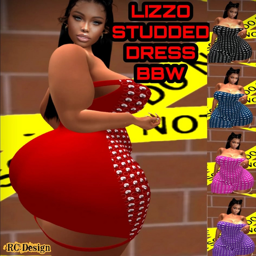 LIZZO STUDDED DRESS BLUE BBW