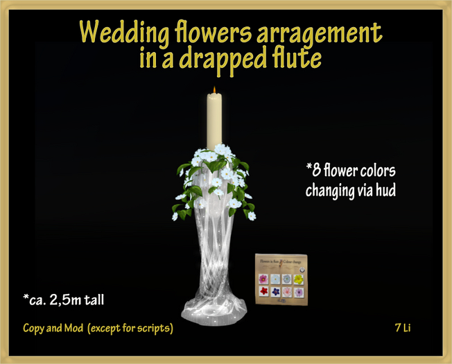 Wedding flowers  in tall draped flute