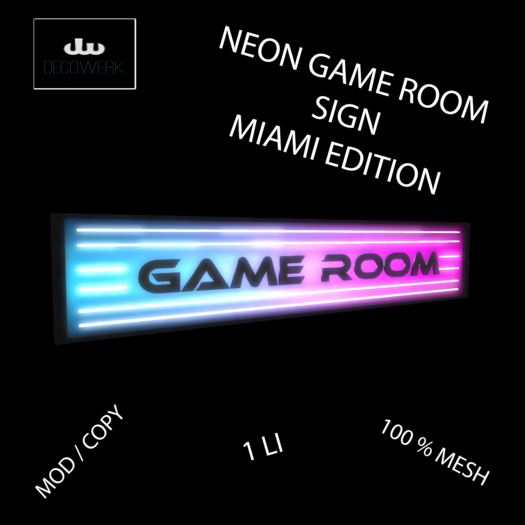 [dW] Neon Game Room Sign / Miami Edition