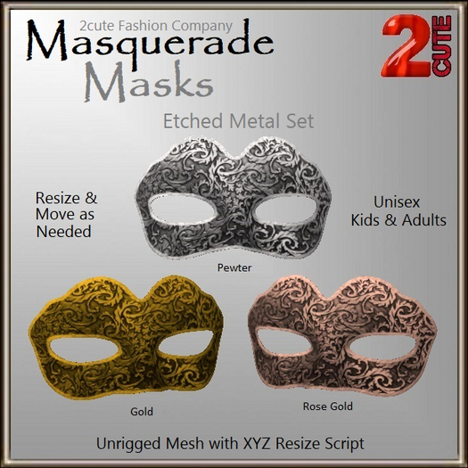 Masquerade Mask [2cute] Etched Metal Set