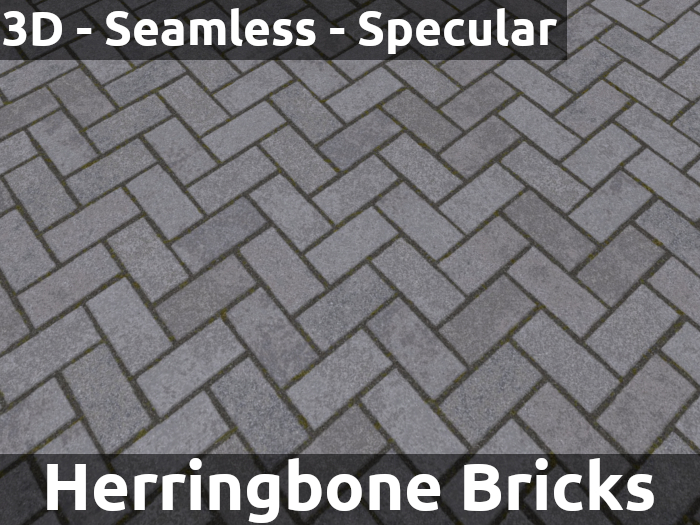 Herringbone Bricks Texture | 3D Normal and Specular Mapped