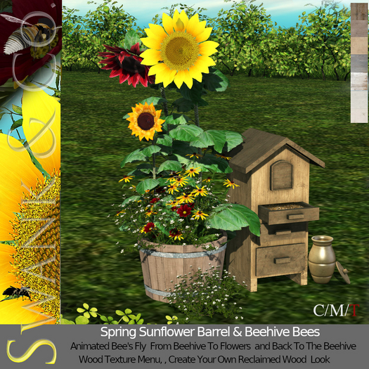 Swank & Co. Spring Sunflower Barrel & Beehive Bees 