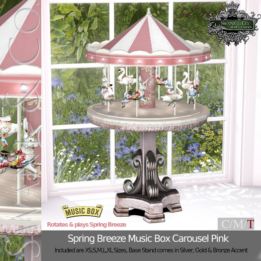 Swank & Co. Spring Breeze Music box Carousel Pink 