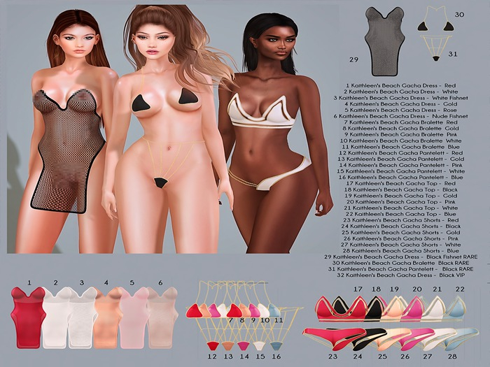 29 Kaithleen's Beach Gacha Dress - Maitreya Black Fishnet RARE