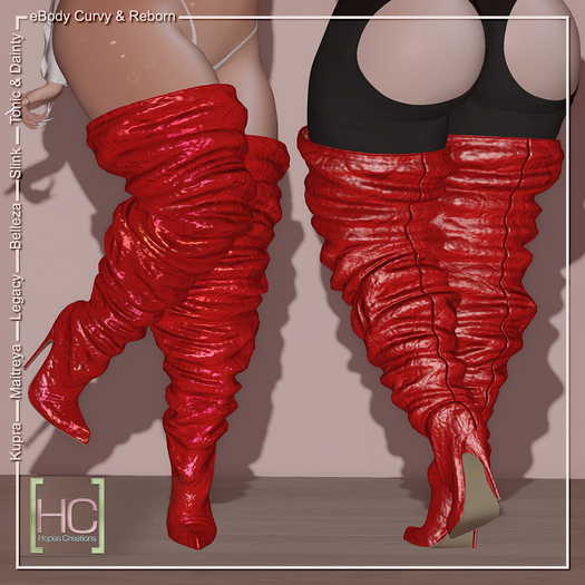 [HC] Grady Red Thigh Boots for Kupra, Maitreya, Legacy, Belleza, Slink, Tonic & eBody