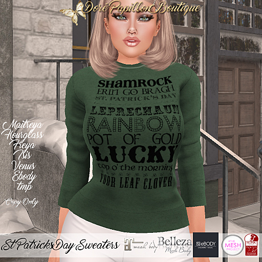 DPB St Patricks Day Sweaters - Shamrock *Maitreya, Hourglass, Freya, Isis, Venus, Ebody & TMP*