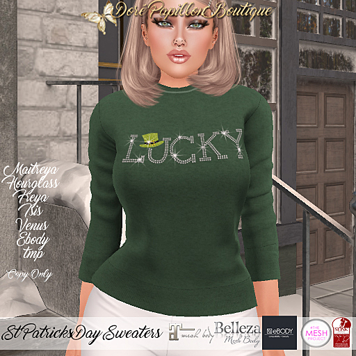 DPB St Patricks Day Sweaters - Rhinestone Lucky *Maitreya, Hourglass, Freya, Isis, Venus, Ebody & TMP*