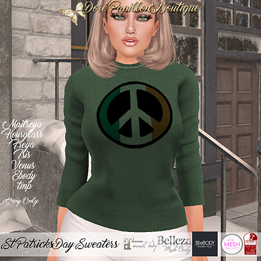 DPB St Patricks Day Sweaters - Peace *Maitreya, Hourglass, Freya, Isis, Venus, Ebody & TMP*