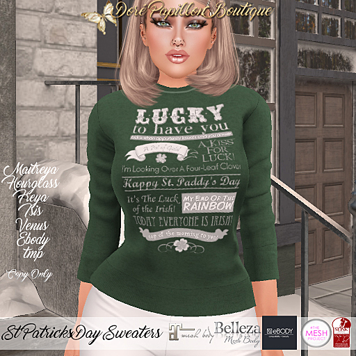 DPB St Patricks Day Sweaters - Lucky *Maitreya, Hourglass, Freya, Isis, Venus, Ebody & TMP*