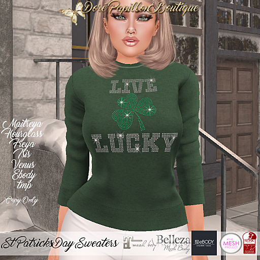 DPB St Patricks Day Sweaters - Live Lucky *Maitreya, Hourglass, Freya, Isis, Venus, Ebody & TMP*
