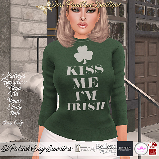 DPB St Patricks Day Sweaters - Kiss Me *Maitreya, Hourglass, Freya, Isis, Venus, Ebody & TMP*