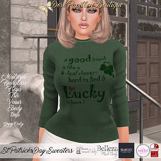 DPB St Patricks Day Sweaters - Good Lucky *Maitreya, Hourglass, Freya, Isis, Venus, Ebody & TMP*