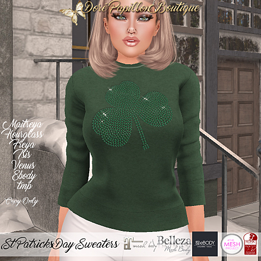 DPB St Patricks Day Sweaters - Clover *Maitreya, Hourglass, Freya, Isis, Venus, Ebody & TMP*