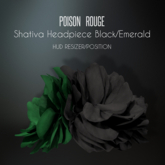 POISON ROUGE Shativa Flower Headpiece Black/Emerald