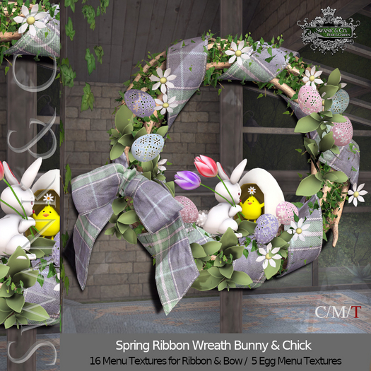 Swank & Co. Spring Ribbon Wreath Bunny & Chick 
