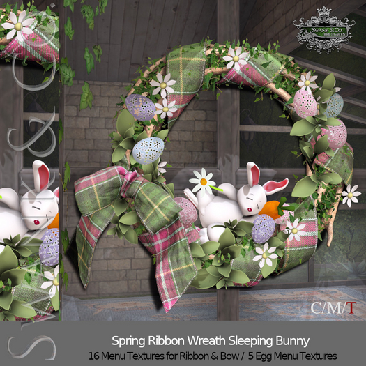 Swank & Co. Spring Ribbon Wreath Sleeping Bunny 