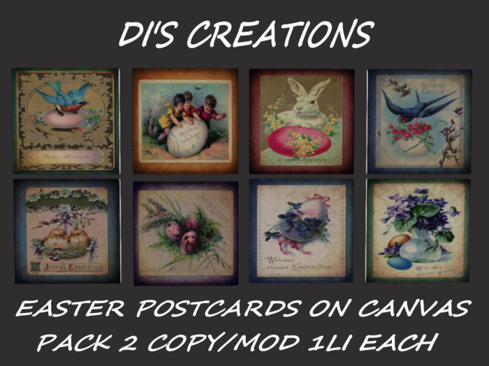 EASTER POST CARDS ON CANVAS PACK 2