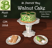 St. Patrick's Day Walnut Cake on Belleek Shamrock Stand, 1LI