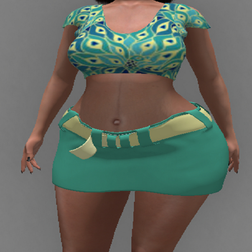 LoveMomma Green Peacock crop top Skirt
