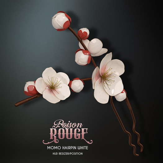 POISON ROUGE Momo Hairpin - White