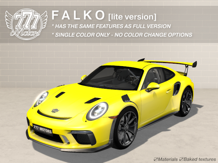 [777-lite] FALKO - Racing Yellow (boxed)