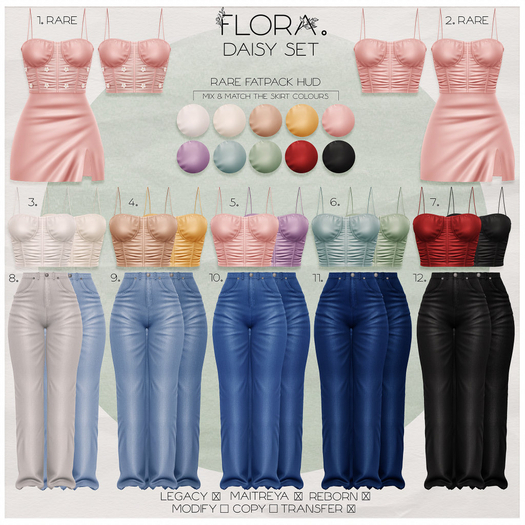 2. Flora. daisy dress & top v2 ~ fatpack Legacy RARE