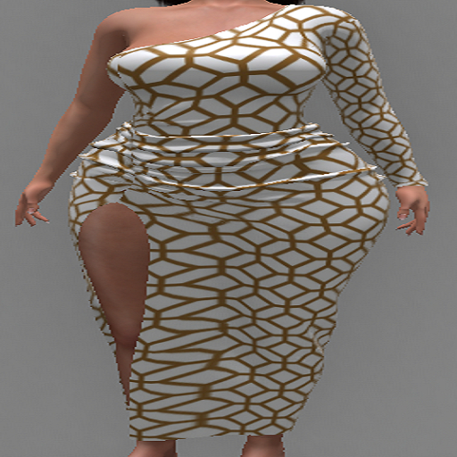 LoveMomma Gold Geo One Shoulder Dress