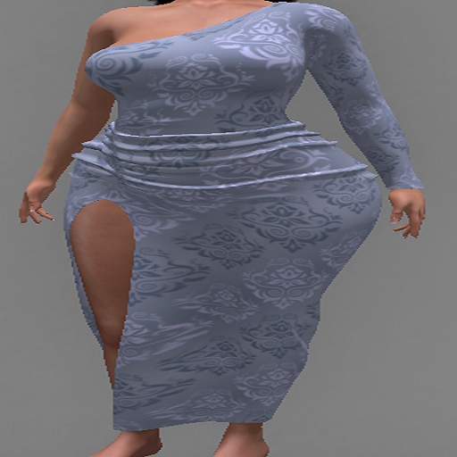 LoveMomma light blue damask One Shoulder Dress