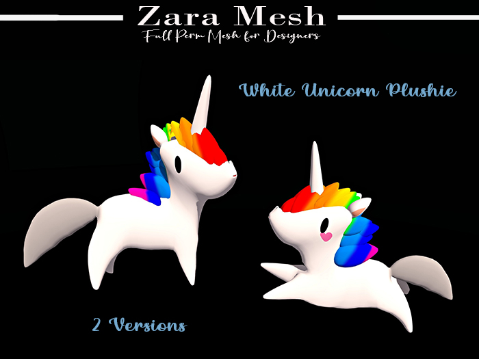 ZM - Toys - White Unicorn Plushie - FULL PERM MESH
